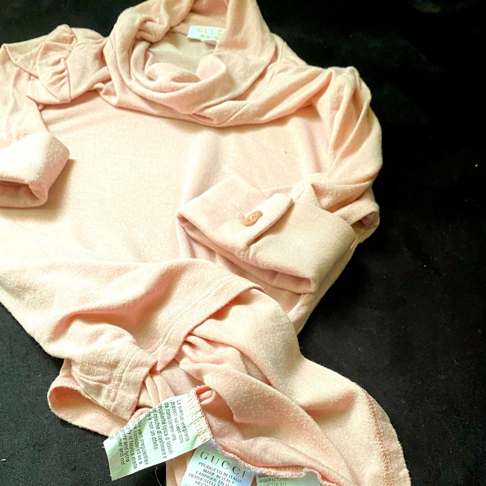 ❣️Authentic Gucci Kids Girls Cashmere/Modal Turtle Neck T-Shirt Top, size 5❣️